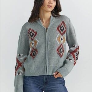 Southwestern Patterned Gray Sweater